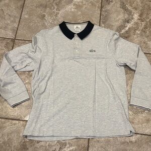 EUC Lacoste Men's Light Gray Polo with Black Collar